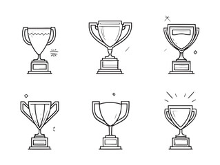 hand drawn business trophy sketch icon for leadership illustration