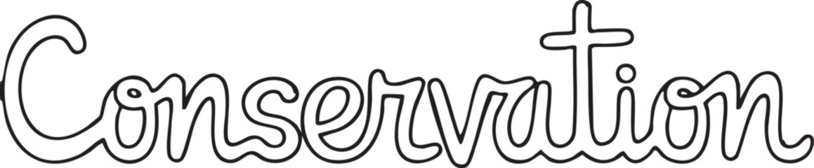 Obraz premium A stark white word 'Conservation' is prominently displayed on a black background.