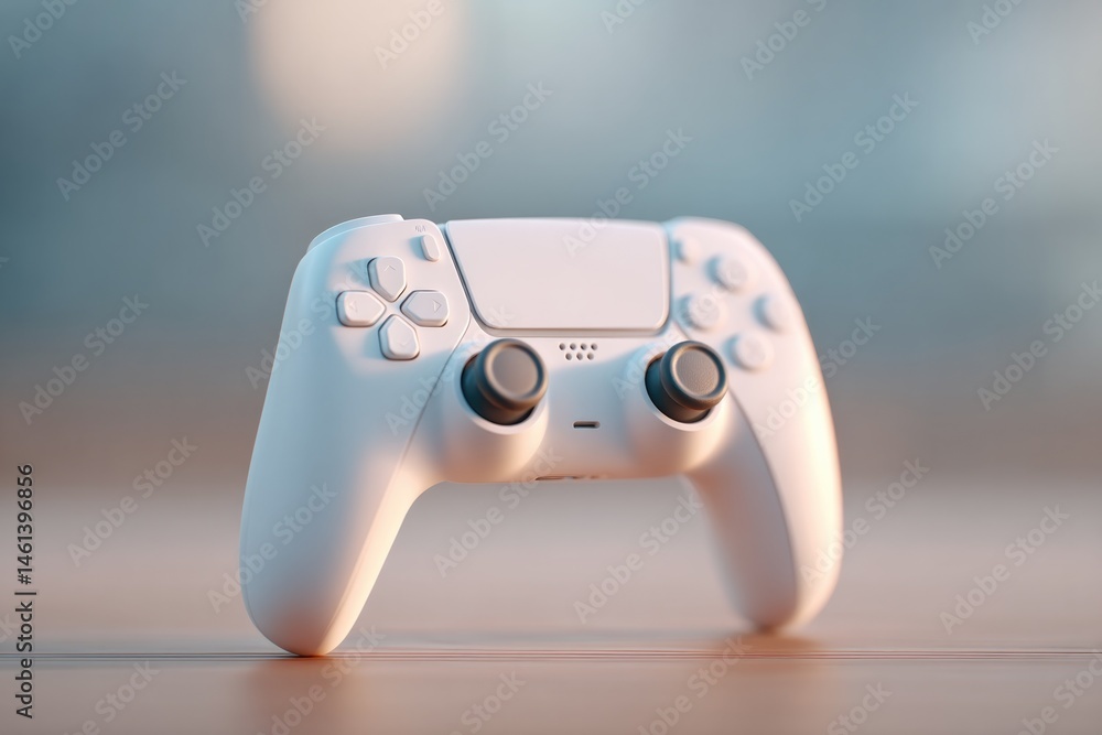 Aufkleber close-up of minimalistic video game controller on wooden table