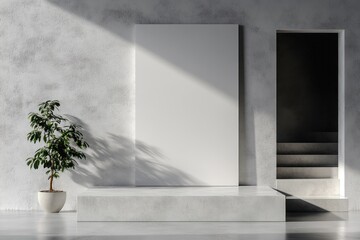 Minimal Matte White Podium with Soft Reflections