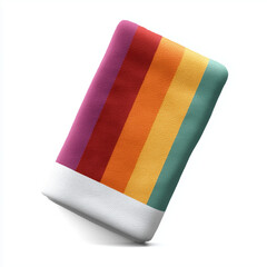 Colorful striped blanket on a white background  