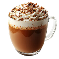 Cozy indoor food photography delicious hot chocolate close-up. Isolated on transparent background, png.
