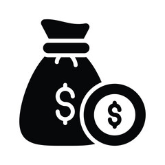 Easy to edit glyph icon of money pouch with dollar coin