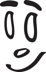 A whimsical cartoon face displays a joyful expression.