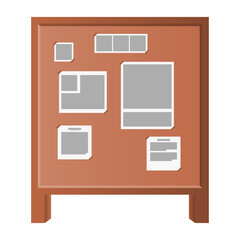 Wooden Bulletin Board with Adhesive Tape Vector on White Background. For Office or School Use. Office Accessories.