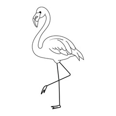 Elegant Line Drawing of a Flamingo Standing on One Leg