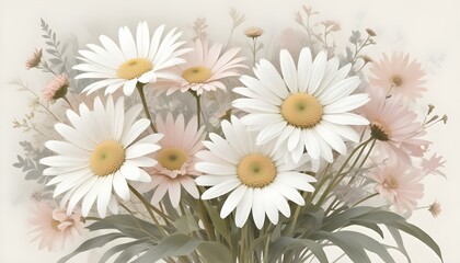 Fototapeta premium A stunning bouquet of daisies with white and pink petals, a beautiful floral arrangement.