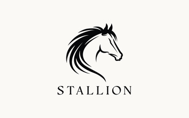 Graceful Horse Silhouette Logo with Stylized Surai Element