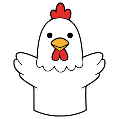 chicken hand puppet toy kid hobby fun flat color vector illustration template design