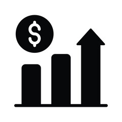 Ready to use glyph style icon of investment profit chart