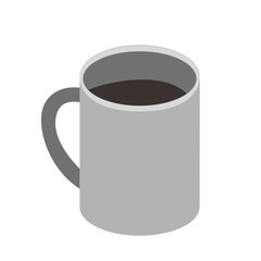 Metal mug with coffee isolated vector illustration.