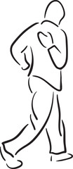A lone figure performs a boxing stance in a minimalist style.