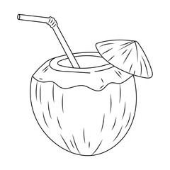 Refreshing Coconut Drink with Straw and Lid Illustration