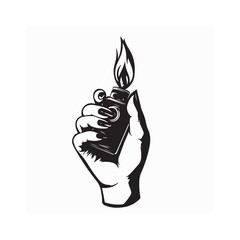 Woman's Hand Holding Up a Lighter Igniting a Flame in Bold Confident Gesture