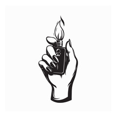 Woman's Hand Holding Up a Lighter Igniting a Flame in Bold Confident Gesture