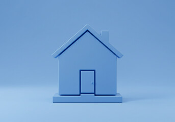 Simple House Icon in Blue, Conceptual Property Illustration
