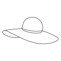 Simple Line Drawing of a Wide Brim Summer Hat