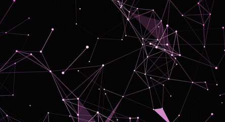 Fototapeta premium Abstract Network Background with Pink Lines and Dots on a Black Backdrop