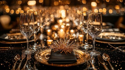 Elegant dinnerware setting with candles