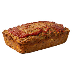 Delicious Homemade Meatloaf Recipe with Ketchup Glaze isolated on Transparent Background