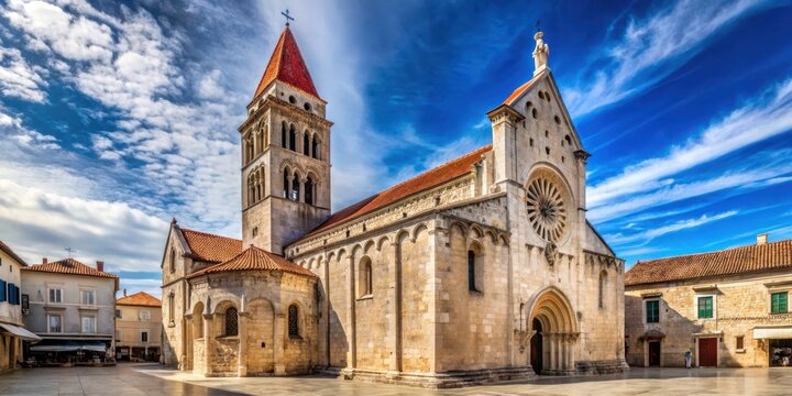Ancient Romanesque architecture of Cathedral St Lawrence in Trogir Croatia