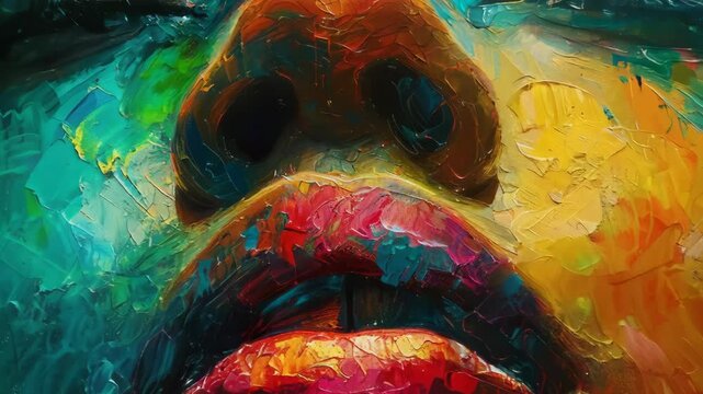 Portrait of a girl. Abstract figurative painting. Colourful brush strokes