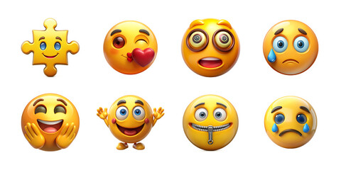 Obraz premium 3D Emoji Pack Vibrant & Expressive Faces for Chat, Social & Design Projects