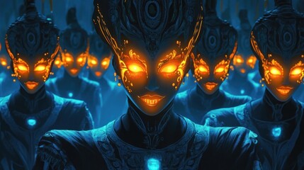Glowing Alien Women: Digital Art