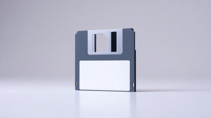 floppy disk on white surface reflecting nostalgia and antiquity with ample copy space