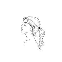 Elegant Woman Side Profile Line Art Vector