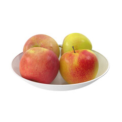 Apples on a plate isolated transparent background 3d rendering