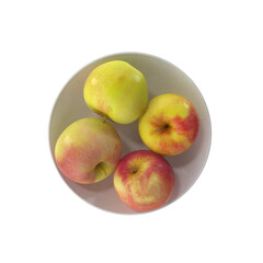Apples on a plate isolated transparent background 3d rendering
