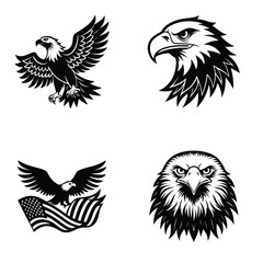 Obraz premium Bald Eagle Silhouette Bundle, Patriotic American Bird Poses