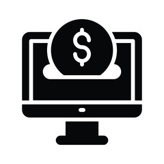 Modern glyph style icon depicting online earning