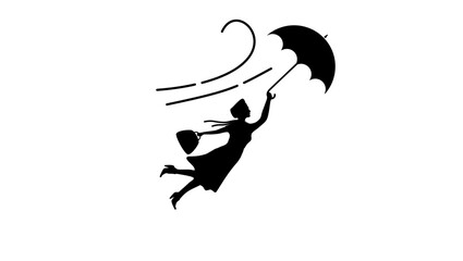 Mary Poppins symbol, black isolated silhouette