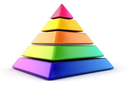 Colorful pyramid graphic with 5 levels.  Each level is a different color, creating a vibrant visual