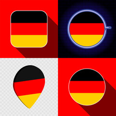 Set of modern icons with the national flag of Germany.