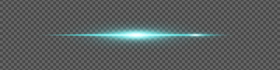 Fototapeta premium Soft Blue flare line with subtle glow on transparent background. Minimalist light effect for sci-fi or tech design.