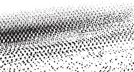 A dense array of small dark dots gradually transitions into a lighter gray.