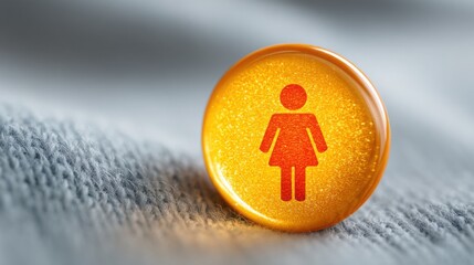 Yellow button featuring red man icon representing neutral signal reader concept for judgment-free analytics