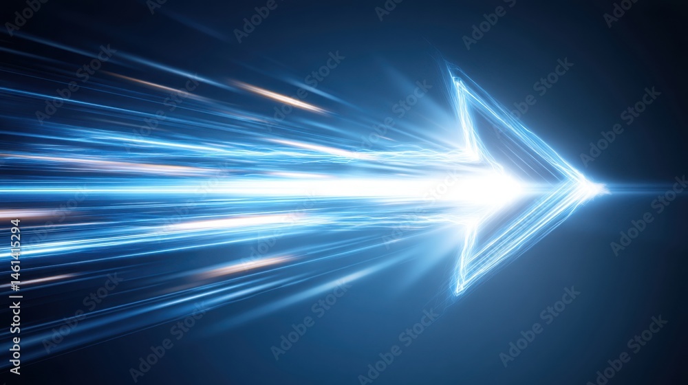 Poster striking blue light burst creating an unpredictable momentum representing nonlinear energy and dynam
