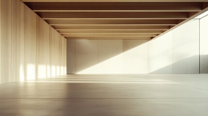 Obraz premium Modern wooden interior, spacious and bright