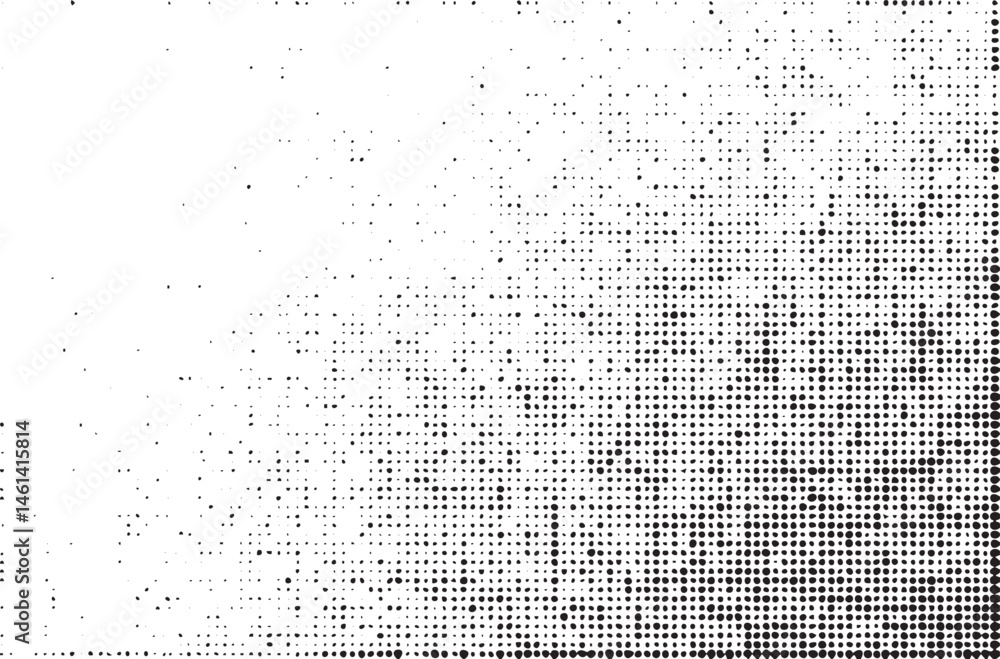 Poster a dense textured of small black dots gradually transitioning to white.