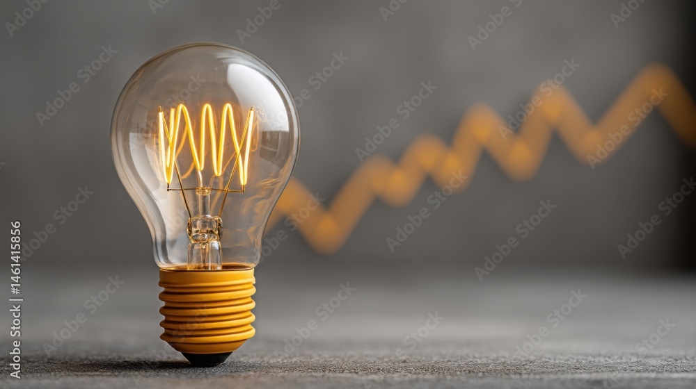 Poster a bright light bulb on a table illuminating ideas and innovation in a modern workspace setting for c