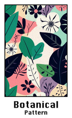 Obraz premium Botanical pattern for printing on wall decorations, covers, leaflets, business cards. Oil paint