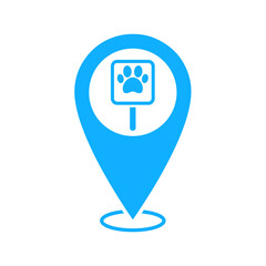 Dog Park Map Pin Vector, Dog Spot Map Marker, Paw Symbol
