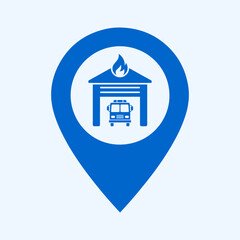 Fire Station Map Pin Vector, Emergency Icon, Safety Location Marker