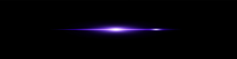 Bright neon purple beam flare on dark background. Energetic glow streak with sharp motion edge.