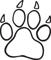 A stark black outline of a large animal paw print.