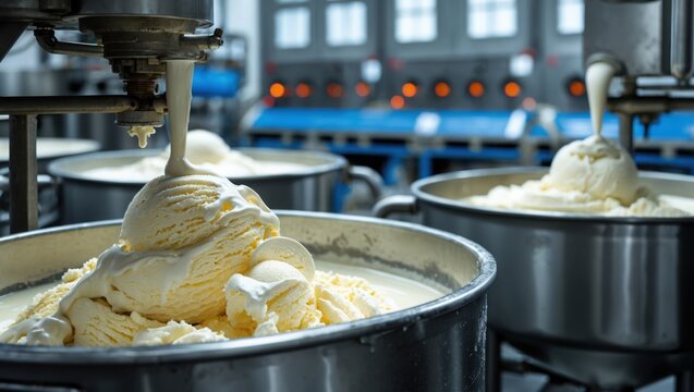 Creamy vanilla ice cream production process